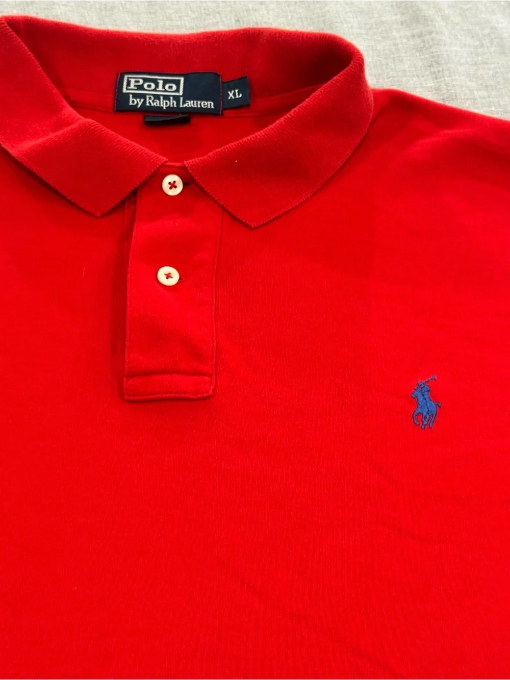 Men’s Ralph Lauren Red Polo with Large Blue Pony Embroidery Sz. XL Preppy Old $$